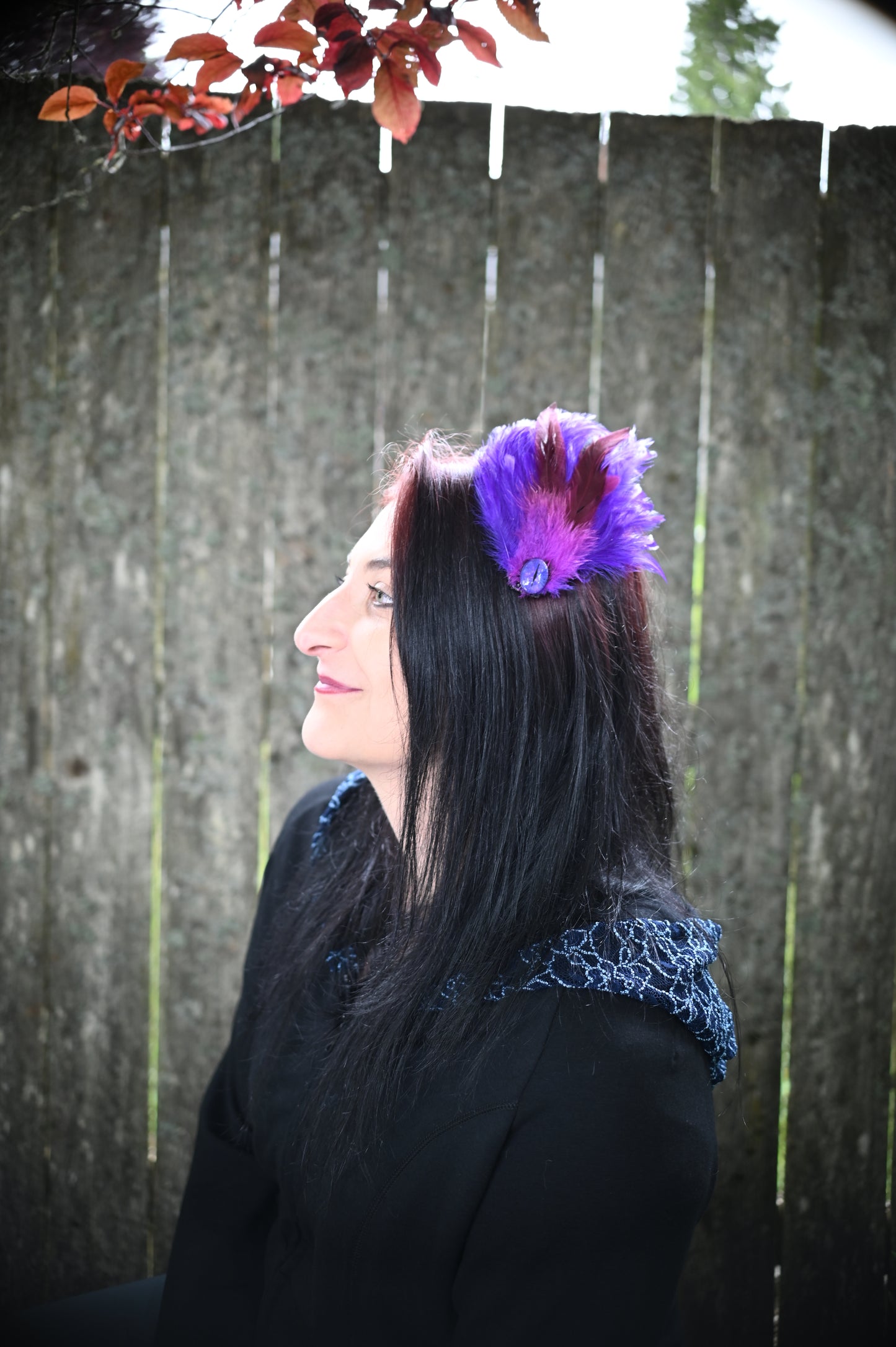 Purple Feather Hair Clip