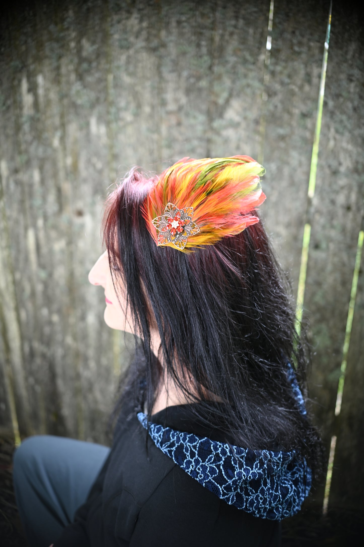 Flame Feather Hair Clip