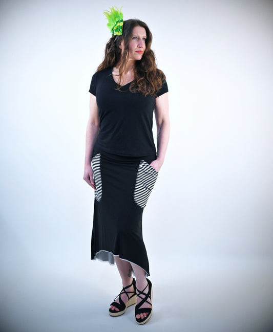 Striped Pockets Hi Lo Skirt Size S/Reg