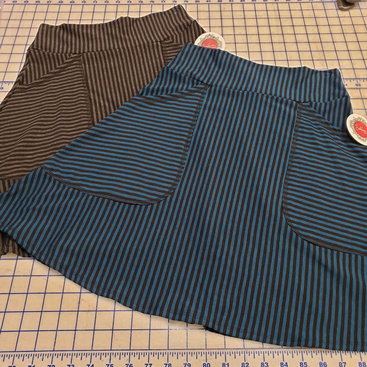 Striped skirt with large pockets.