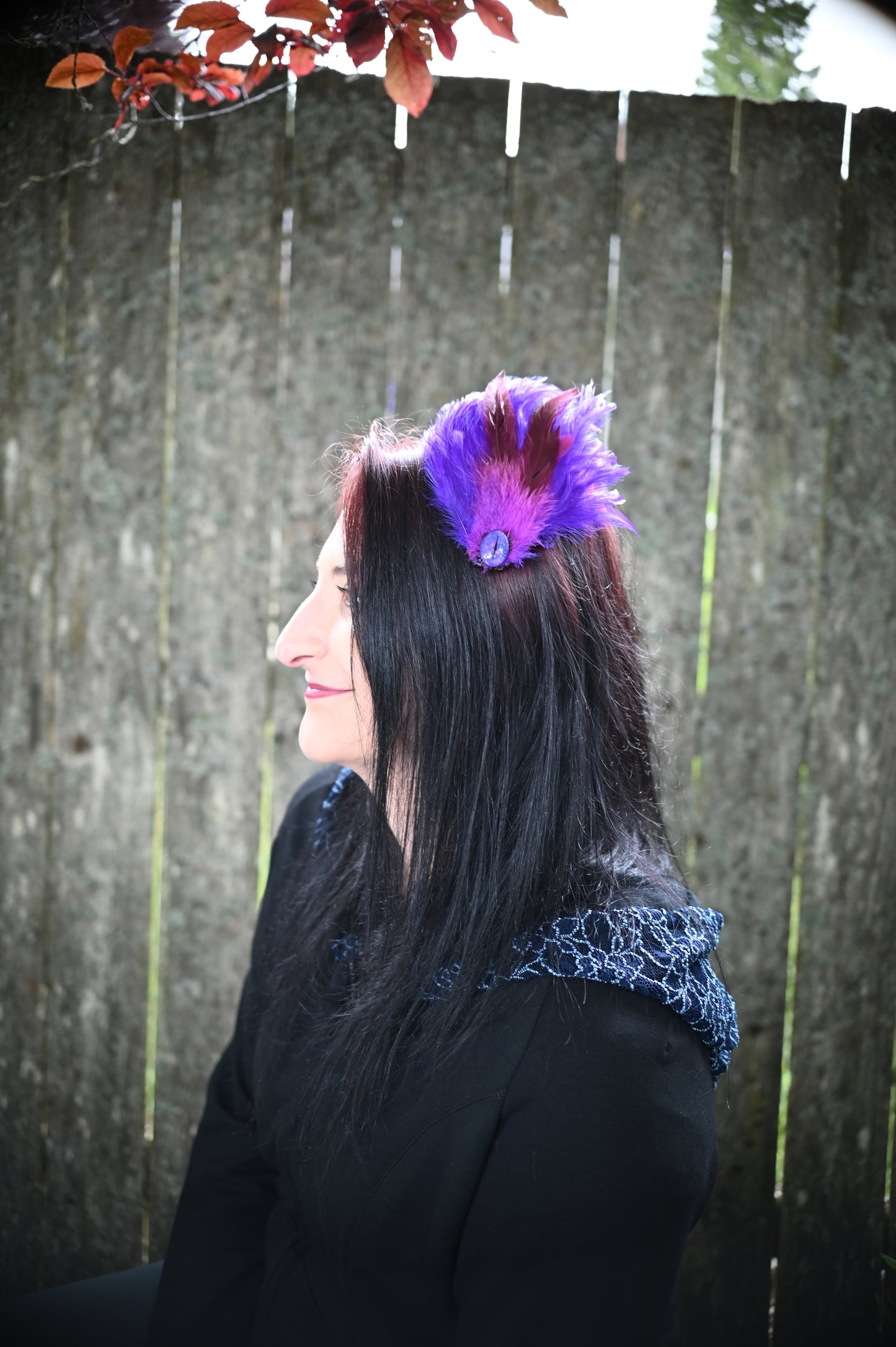 Purple Feather Hair Clip