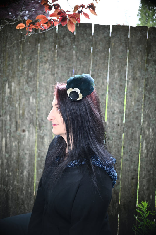 Gold & Black Feather Hair Clip