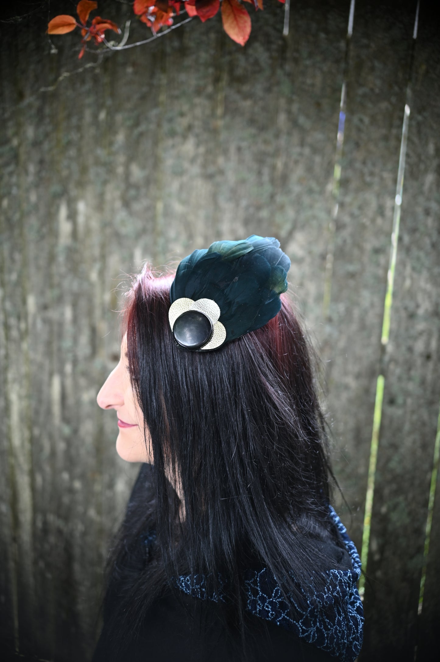 Gold & Black Feather Hair Clip