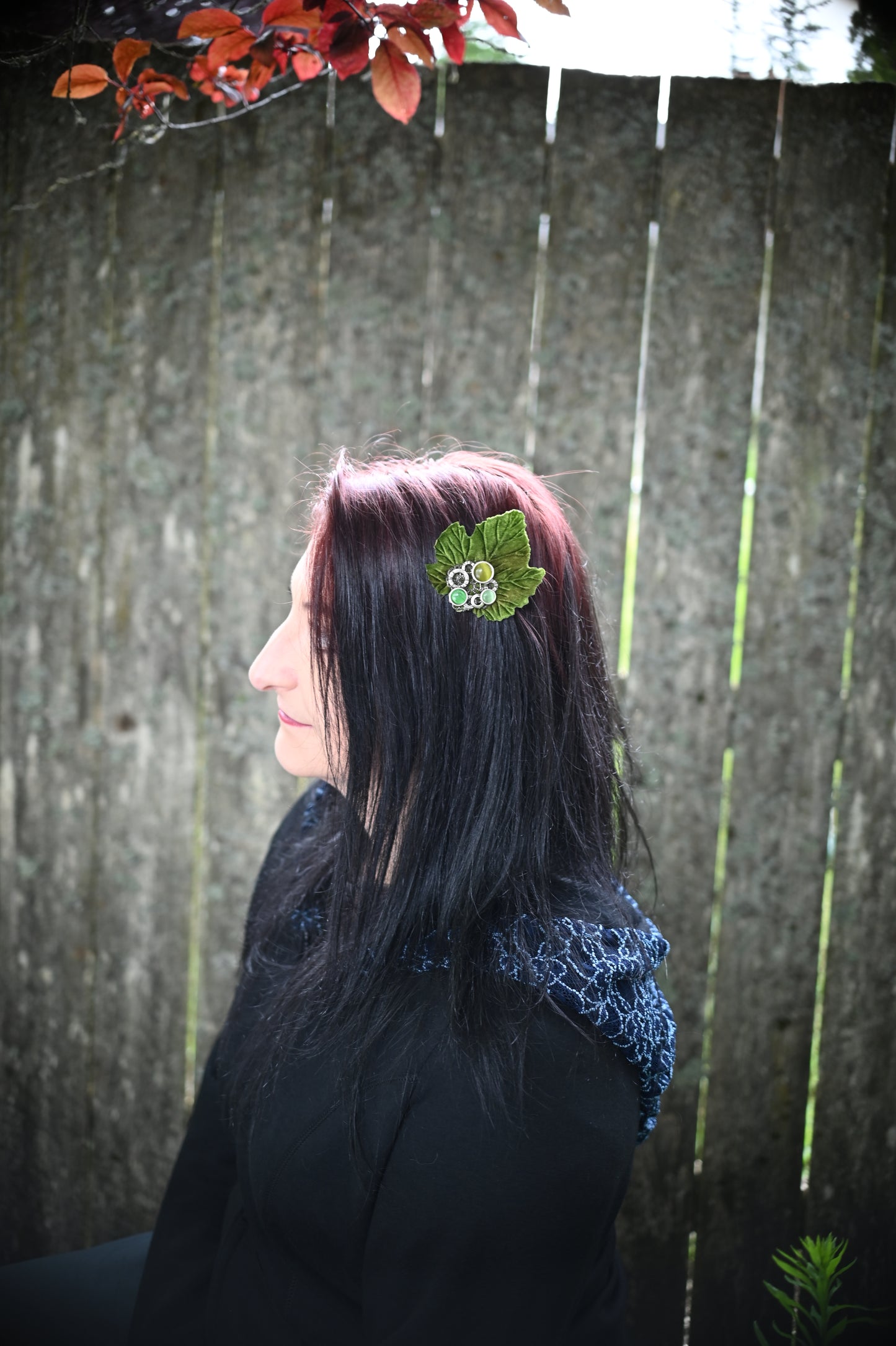 Green Leaf Hair Clip