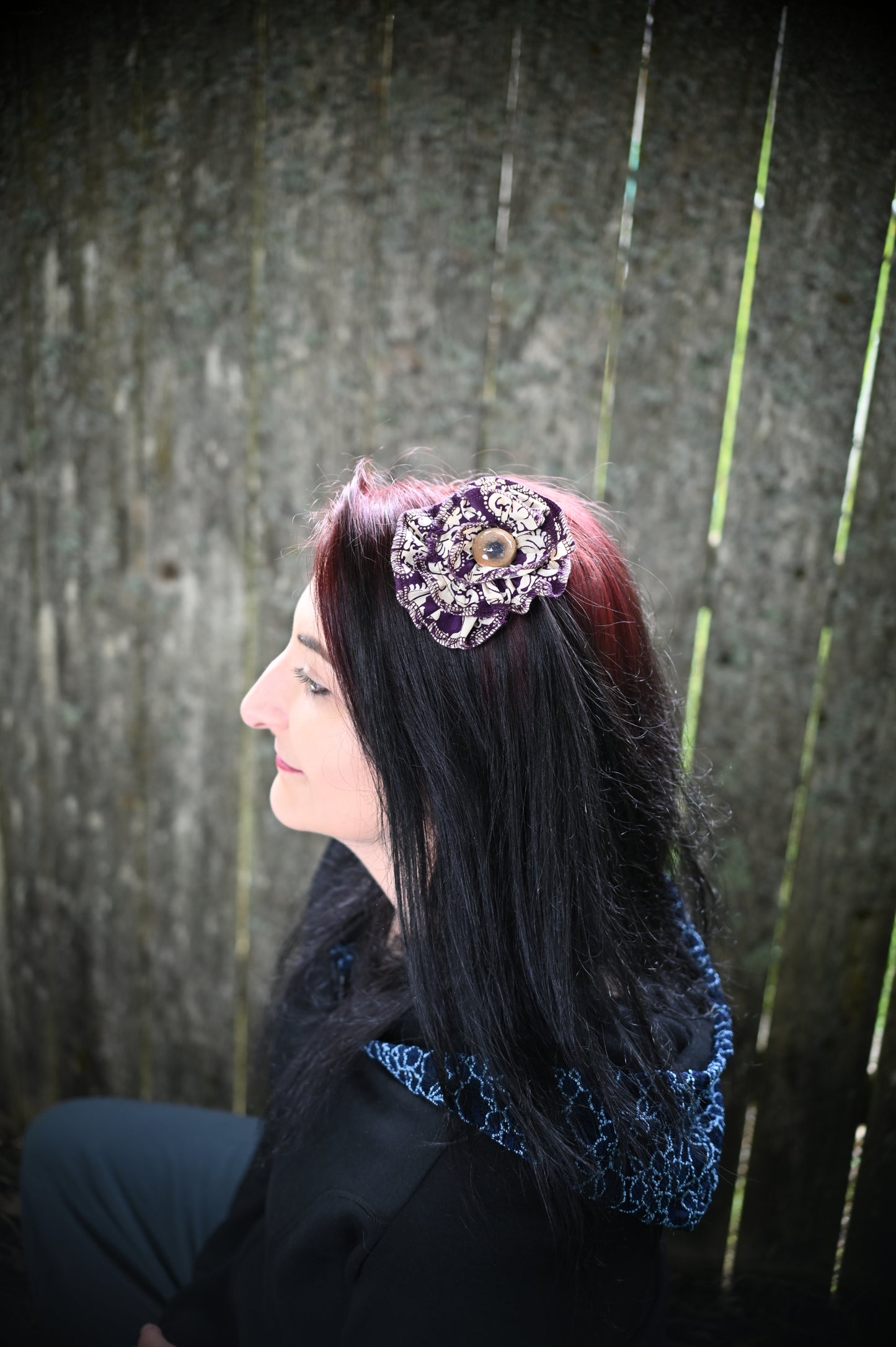 Plum Print Hair Clip