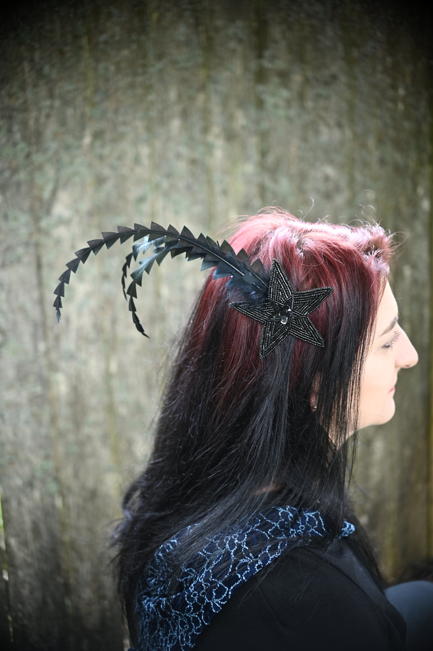 All Black Flocked Star Hair Clip
