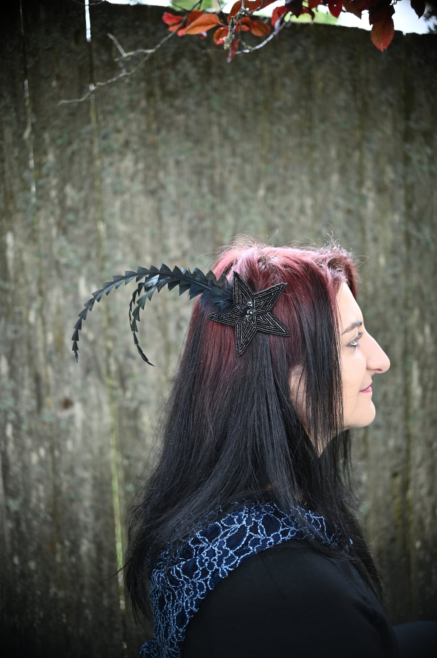 All Black Flocked Star Hair Clip