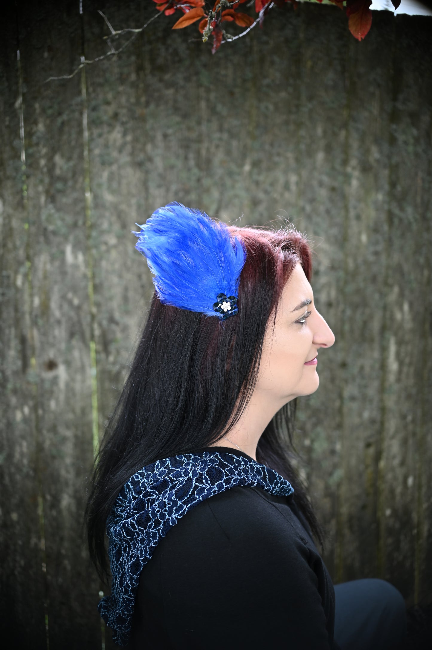 Blue Gem Feather Hair Clip