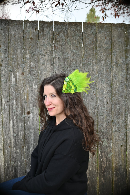 Lime Buttons Hair Clip